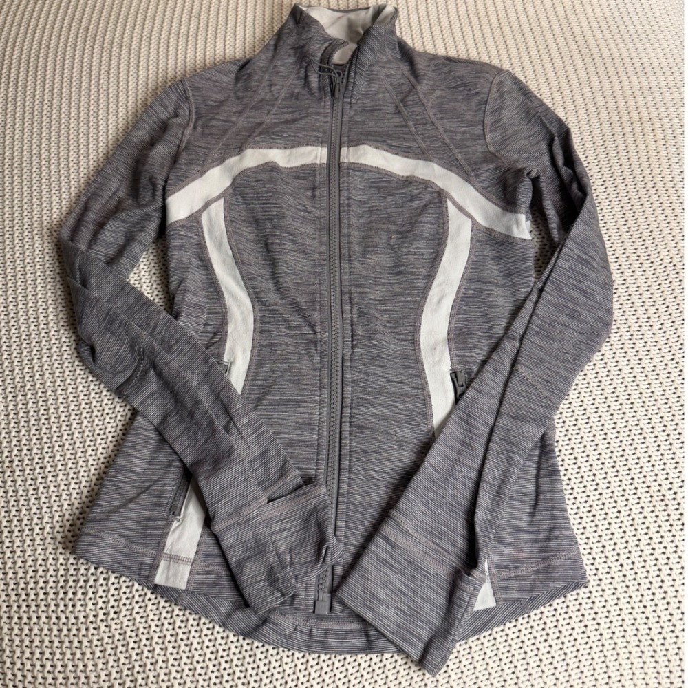Lululemon Define Jacket Old School Gray Space Dye Striped Full Zip Size 6
